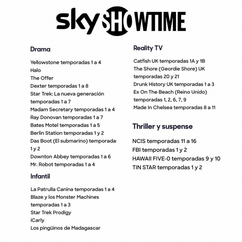 Todo sobre Sky Showtime y precio, la nueva plataforma de Streaming que llega a EspaƱa 4 Todo sobre Sky Showtime y precio, la nueva plataforma de Streaming que llega a EspaƱa