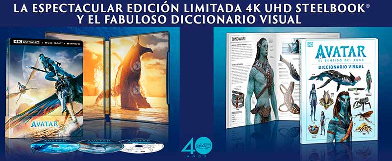 Concurso Avatar el sentido del Agua en Steelbook® 4K Ultra HD™ + el Diccionario Visual de la película 1 Diccionario Visual de Avatar El sentido del agua