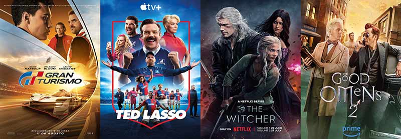 4 POSTERS GIGANTES
Gran Turismo, Ted Lasso, The Witcher, Good Omens.