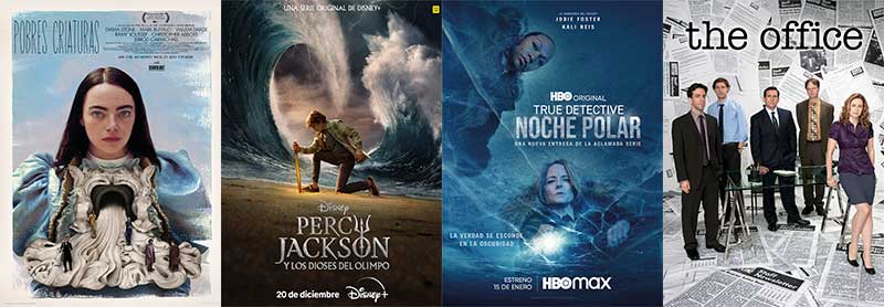 Pobrers criaturas, Percy Jackson y los dioses del Olimpo, True detective: noche polar y The Office