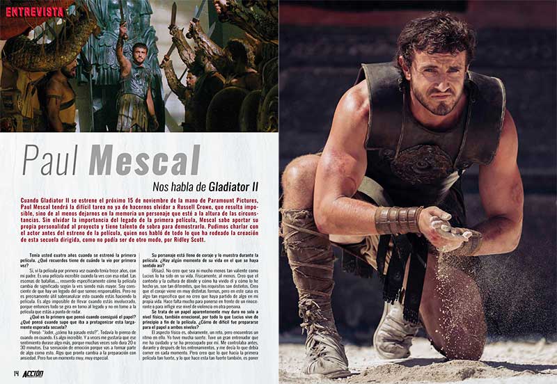 Revista ACCION NOVIEMBRE 2024 número 2411 con pósteres de Gladiator II, Alien (Ripley), Apocalipsis Z El principio del fin, Quo Vadis