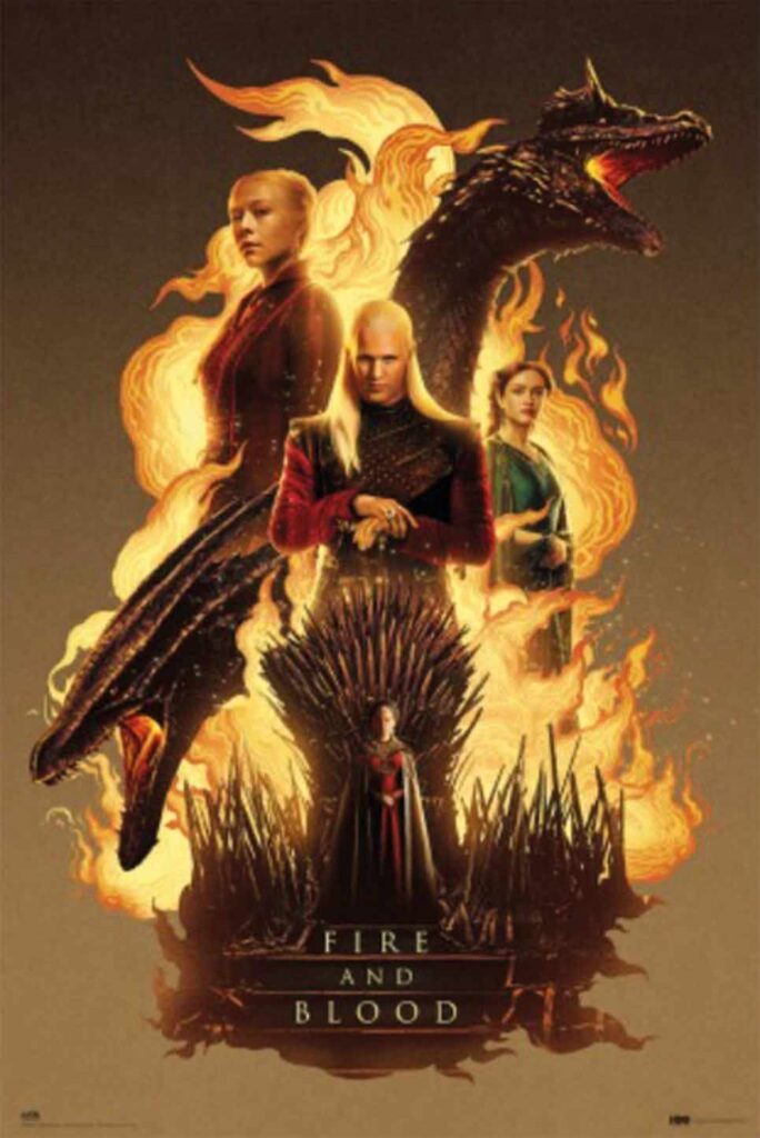 Primer tráiler del spin-off de Juego de tronos 4 Póster JUEGO DE TRONOS LA CASA DEL DRAGON FIRE AND BLOOD. Ref. 60.