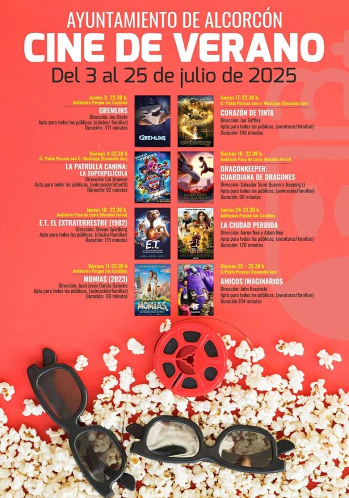 Cine de verano en Alcorcón 2025: películas, fechas y todo lo que necesitas saber para no perderte ni una proyección